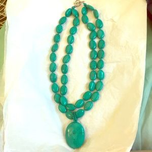 Homemade Turquoise 14” Statement Necklace.